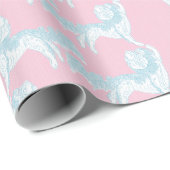 Foo Dog Waltz in Pink and Aqua Cadeaupapier (Rol Hoek)