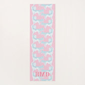 Foo Dog Waltz in Pink and Aqua Personalized Yogamat (Achterkant)