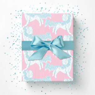 Foo Dog Waltz in Roze en Aqua Cadeaupapier