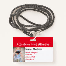 Food Allergy Alert Aangepaste foto badge