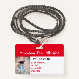 Food Allergy Alert Aangepaste foto badge