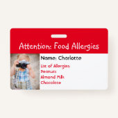 Food Allergy Alert Aangepaste foto badge (Voorkant)