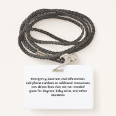 Food Allergy Alert Aangepaste foto badge (Achterkant met draagriem)