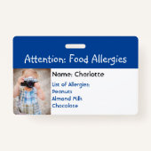 Food Allergy Alert Aangepaste foto badge (Voorkant)