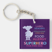 Food Allergy Alert Girl Superheld Kinder Custom Sleutelhanger (Voorkant)