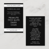 Food Allergy Alert Persoonlijke Chef Kaart Visitekaartje (Voorkant / Achterkant)