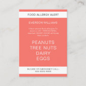 Food Allergy Alert Persoonlijke Chef Kaart Visitekaartje (Voorkant)