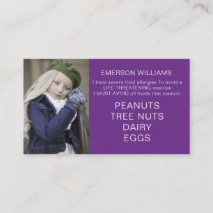 Food Allergy Alert Persoonlijke Chef Playdate Kaar Visitekaartje