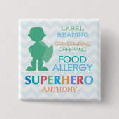 Food Allergy Alert Superheld Boy Button (Voorkant)