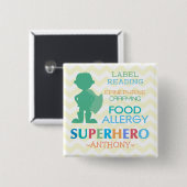 Food Allergy Alert Superheld Boy Button (Voorkant /achterkant)
