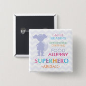 Food Allergy Alert Superheld Girl Button (Voorkant /achterkant)