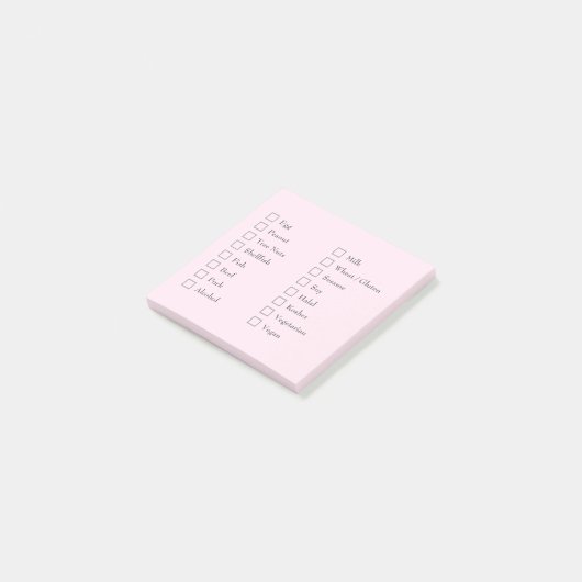 Food Allergy Checklist Sticky Notes for Kitchen (Schuin)