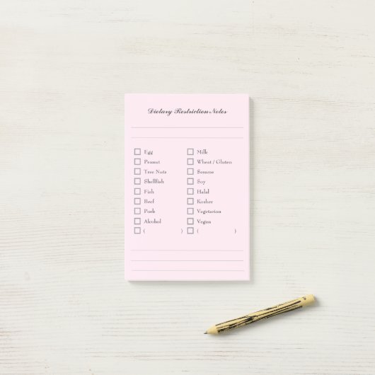 Food Allergy Checklist Sticky Notes for Kitchen (Op bureau)