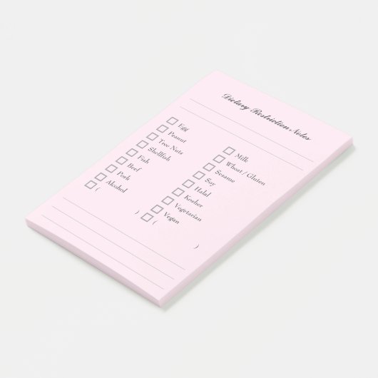 Food Allergy Checklist Sticky Notes for Kitchen (Schuin)