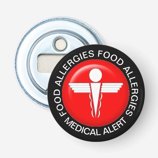 Food Allergy Medical Alert Sleutelhanger Button Flesopener (Voorkant)