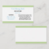 Food Allergy Restaurant Alert Kaart Sjabloon Visitekaartje (Voorkant / Achterkant)