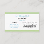 Food Allergy Restaurant Alert Kaart Sjabloon Visitekaartje (Voorkant)