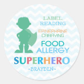 Food Allergy Superhero Boy Stickers (Voorkant)