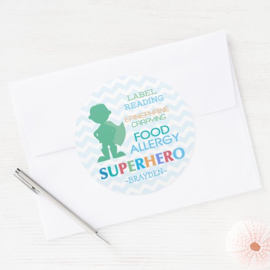 Food Allergy Superhero Boy Stickers (Envelop)