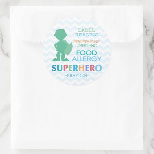 Food Allergy Superhero Boy Stickers (Tas)
