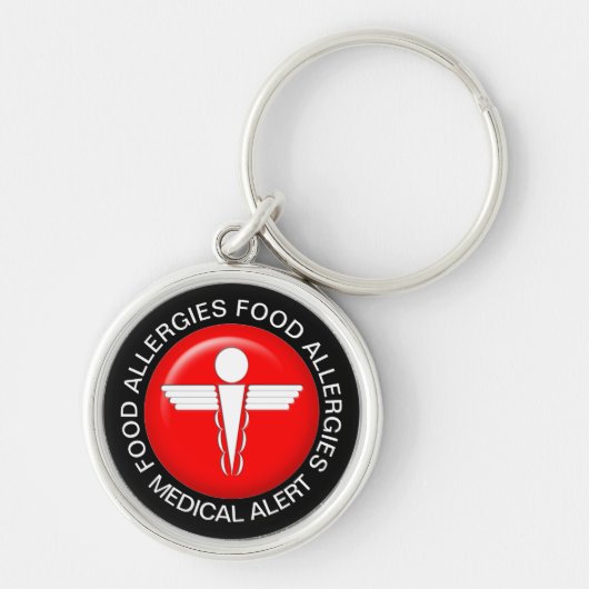 Food Allgies Medical Alert Sleutelhanger - RED (Voorkant)