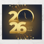 Food and Beverage Label Set-Happy New Year 2026 Sparkling Wijnetiket (Enkel label)