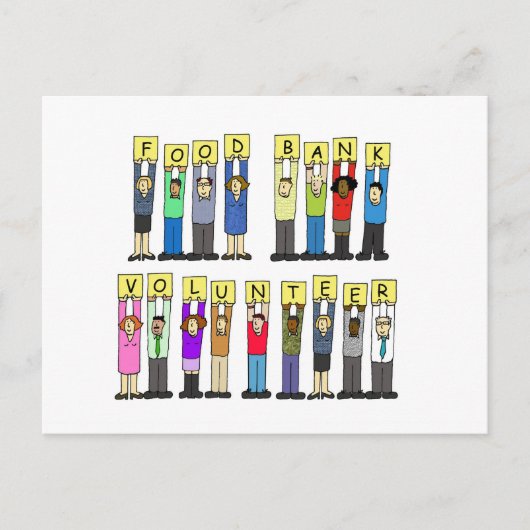 Food Bank Volunteer, Cartoon Group. Briefkaart (Voorkant)
