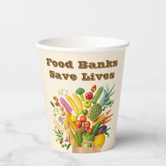 Food Banks Save Lives Papieren Bekers (Voorkant)