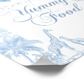 Food Bar Blue Toile Safari Animal Baby shower Poster (Hoek)