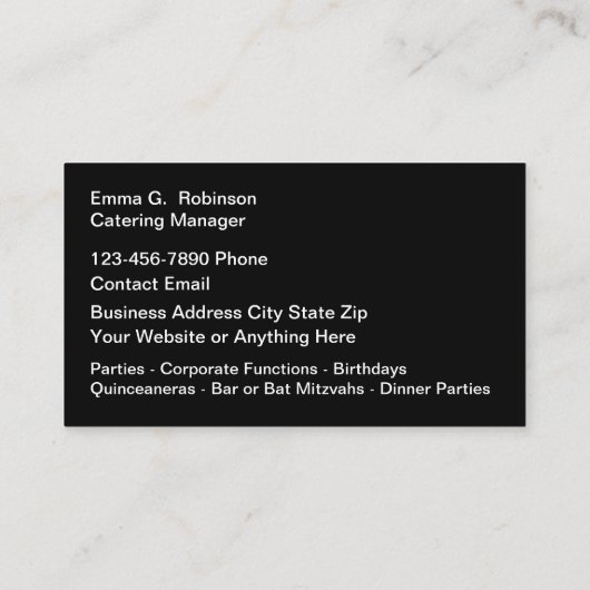 Food Catering Visitekaartjes (Achterkant)