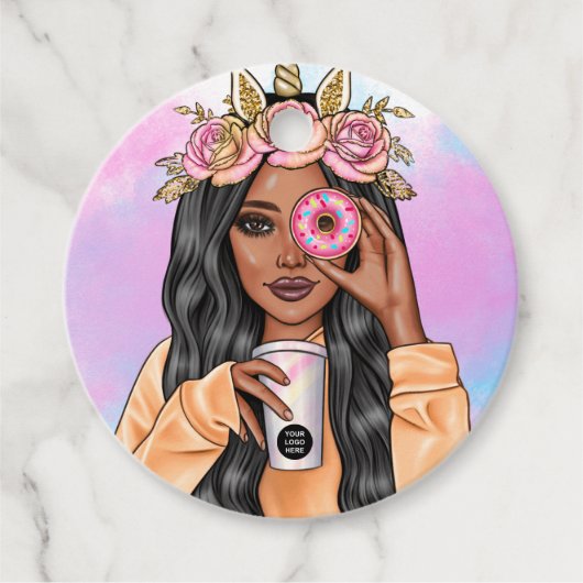 Food Catering Whimsical Unicorn Lady Corporate Bedankjes Labels (Voorkant)