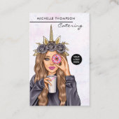 Food Catering Whimsical Unicorn Lady Visitekaartje (Voorkant)