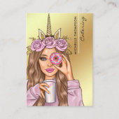 Food Catering Whimsical Unicorn Lady Visitekaartje (Voorkant)