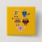 Food Characters Vierkante Button 5,1 Cm (Voorkant)