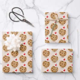 Food Chocolate Chip Cookie Santa Hats Kerstmis Inpakpapier Vel