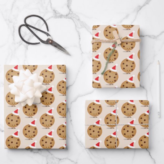 Food Chocolate Chip Cookie Santa Hats Kerstmis Inpakpapier Vel (Voorkant)