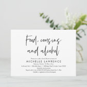 Food, Cousins and Alcohol, Casual Bridal Shower Kaart (Staand voorkant)