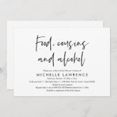 Food, Cousins and Alcohol, Casual Bridal Shower Kaart (Voorkant / Achterkant)