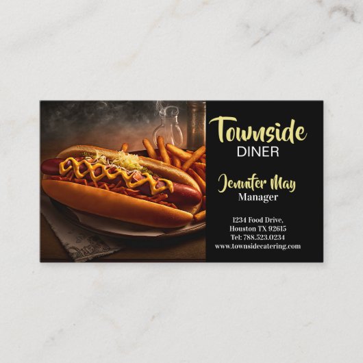 Food Diner Hotdog en Fries Restaurant Visitekaartje (Voorkant)