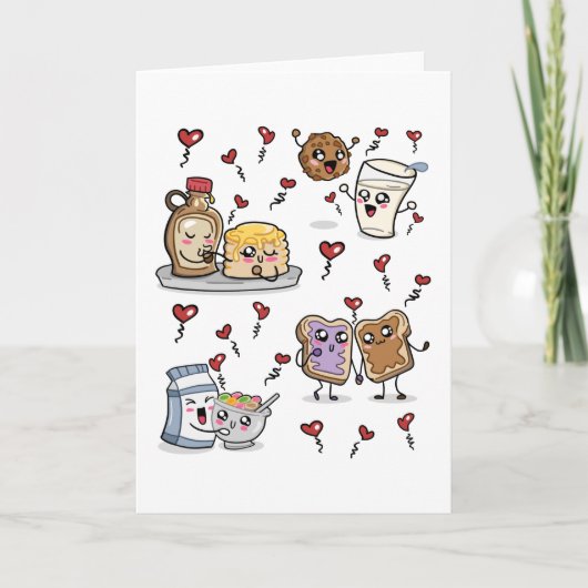 Food Drawings In Love Kawaii Kaart (Voorkant)