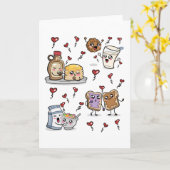 Food Drawings In Love Kawaii Kaart (Gele Bloem)