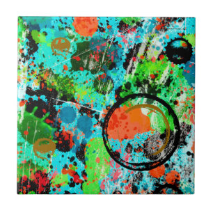 Food Fight Graffiti Abstract Tegeltje