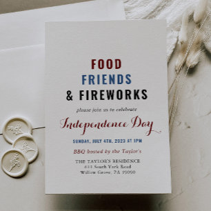 Food Friends en Vuurwerk Onafhankelijkheidsdag Kaart