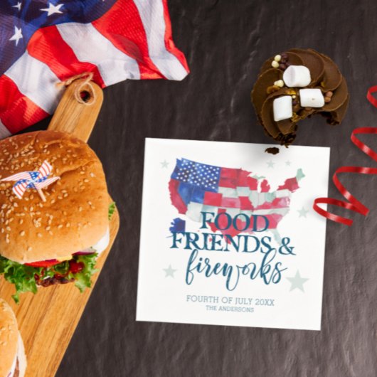 Food Friends Fireworks | Vierde juli Servet
