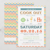 Food, Fun and Music Barbeque (BBQ) Cookout Invite Kaart (Voorkant / Achterkant)