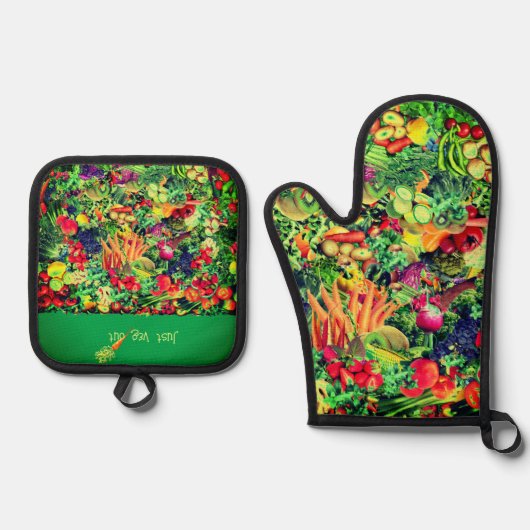 Food Fun Groenten Ovenwant & Pannenlap Set (Voorkant)