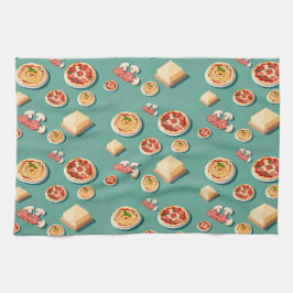 food icons pizza pasta and cheese theedoek