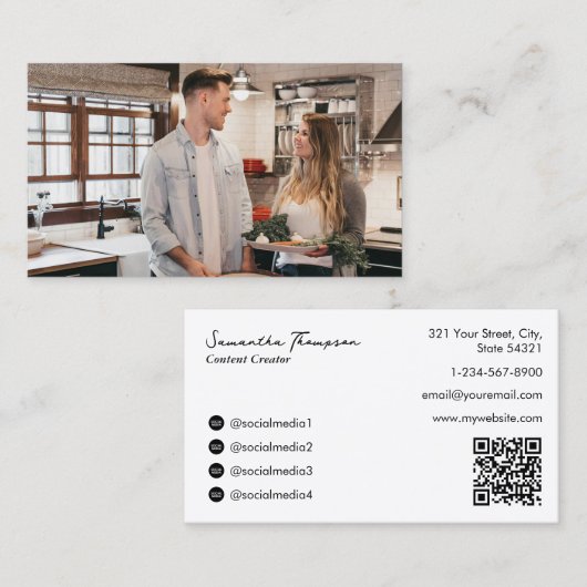 Food Influencer Blogger Content Creator Volledige  Visitekaartje (Voorkant / Achterkant)