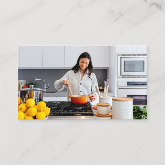 Food Influencer Content Creator Foto QR-code Visitekaartje (Voorkant)