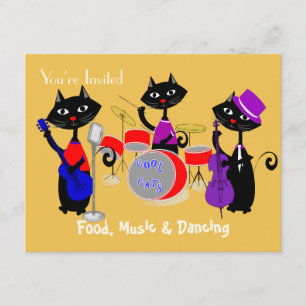 Food Music and Dansk Cool Cats Party Kaart